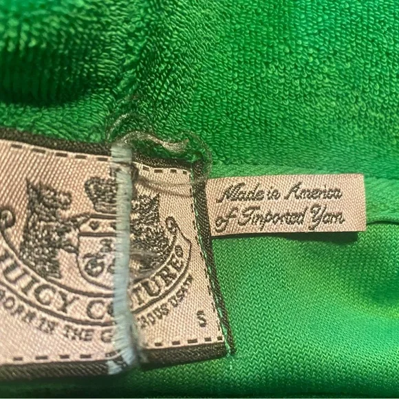Juicy Couture Vintage Sz S Green Terry Cloth Hoodie w Gold & Crystal Design - Picture 12 of 15
